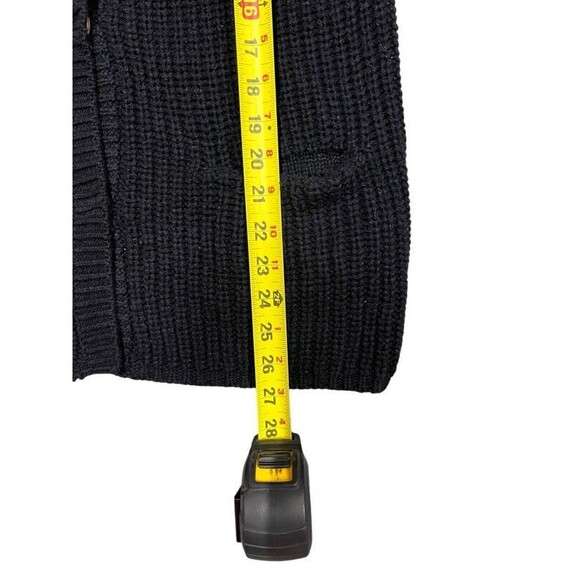 Lauren Conrad Black Crochet Sleeve Snap Front Cardigan Sweater Womens Large - Picture 11 of 12